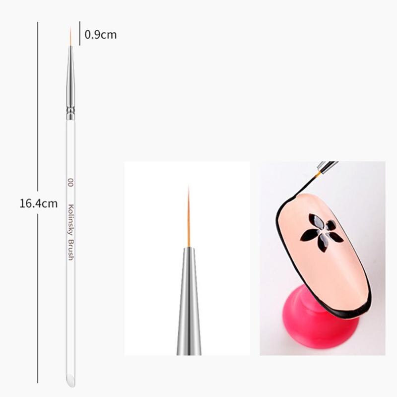 3 Stks/set Nail Art Uv Gel Brush Set Pencel Puntjes Schilderij Tekening Lijn Acryl Nail Art Borstel Voor Manicure decoratie