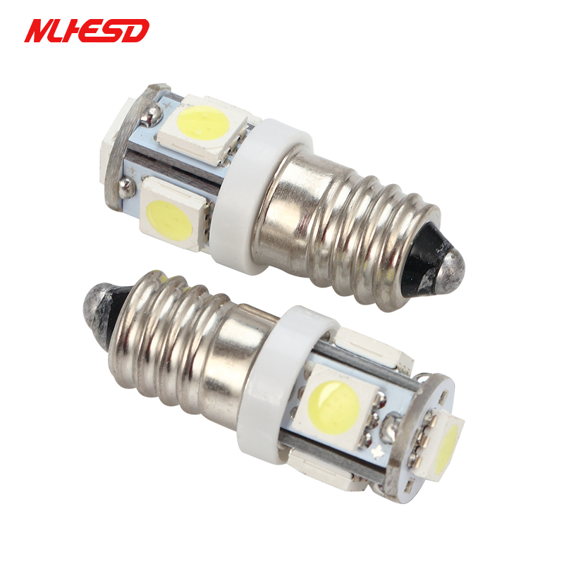 2 stk  dc 6v 6.3v e10 5050 5 smd led lyspære gammel lommelykt flipperspill billys varm hvit blå rød rav grønn rosa