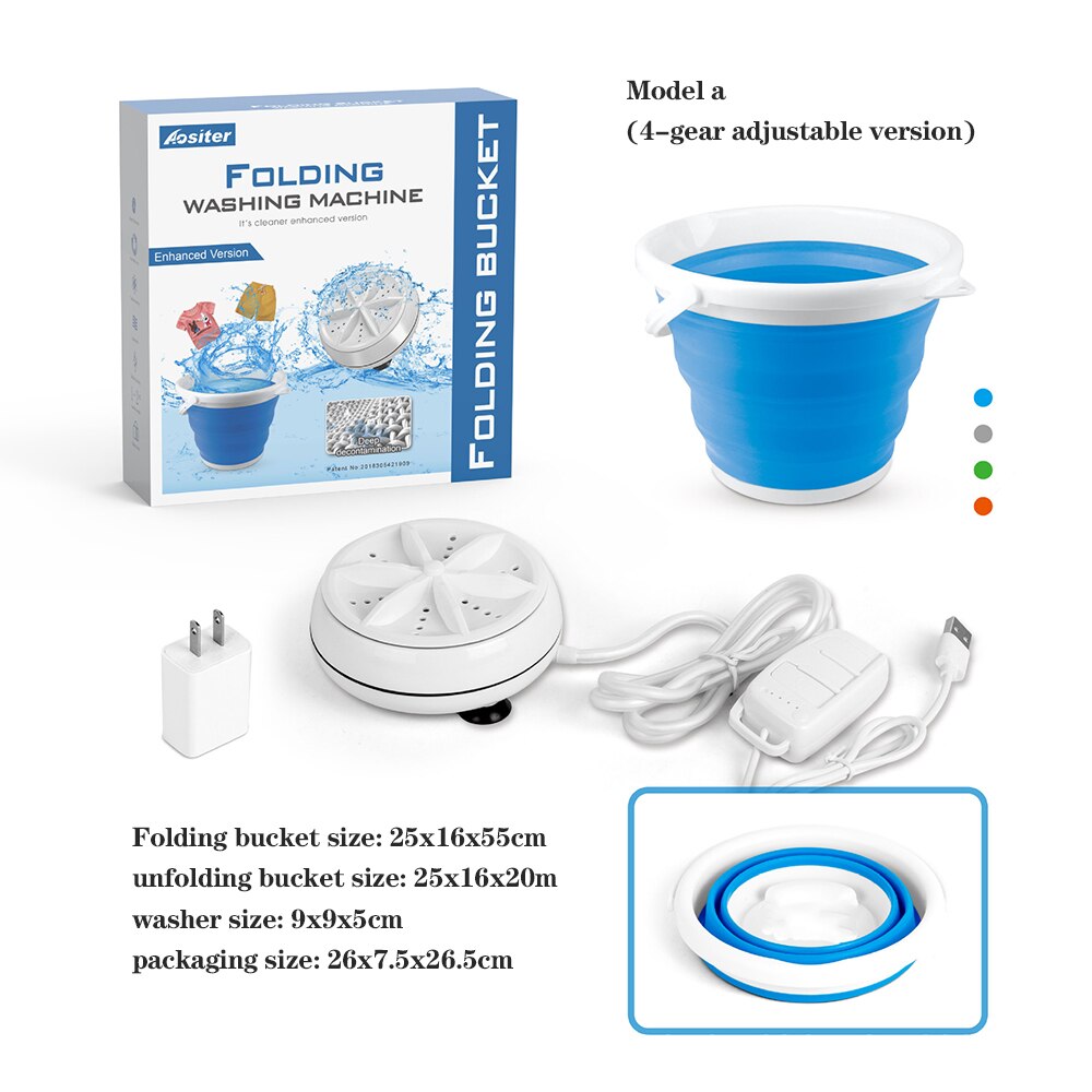 Mini Foldable Washing Machine Ultrasonic Cleaning Small 3 in 1 Portable Turbo Washer USB Dormitory Washer For Home Travel