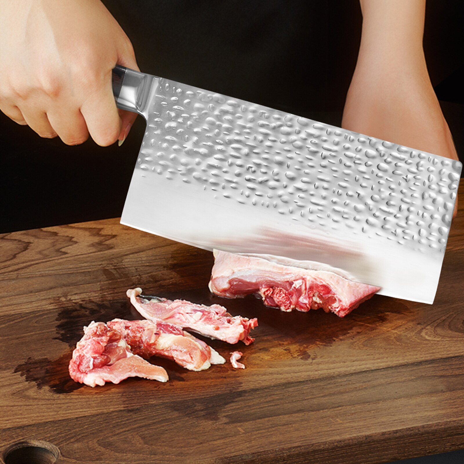 Handmade Chinese Kitchen Knife Stainless Steel 7 Inch Cleaver Vegetable Meat Knives Tool Chef Cooking Knife With Cover Set