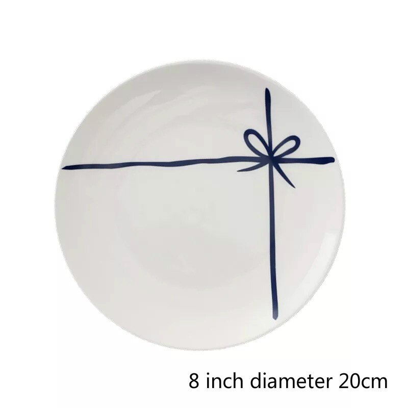 Creatieve Japanse Keramische Plaat Lage Bone China Schotel Set Brief Eenvoudige Paar Ontbijt Plaat: Style H