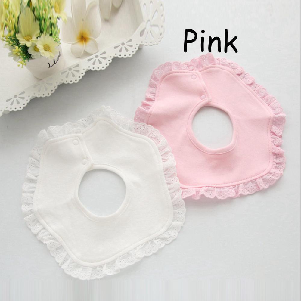 Baby Bib Meisje 100% Katoen Speeksel Handdoek Kant Boog Roze En Wit Bib Baby Meisje Leuke Leuke Bib Baby Speeksel handdoek Bib: pink 3