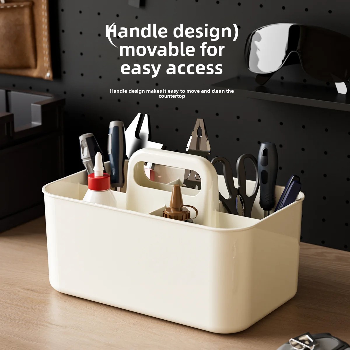 Tragbare Desktop Transparente Lagerung Box Kosmetische Organizer Büro Schreibtisch Verschiedenes Schreibwaren Korb Handheld Tablett