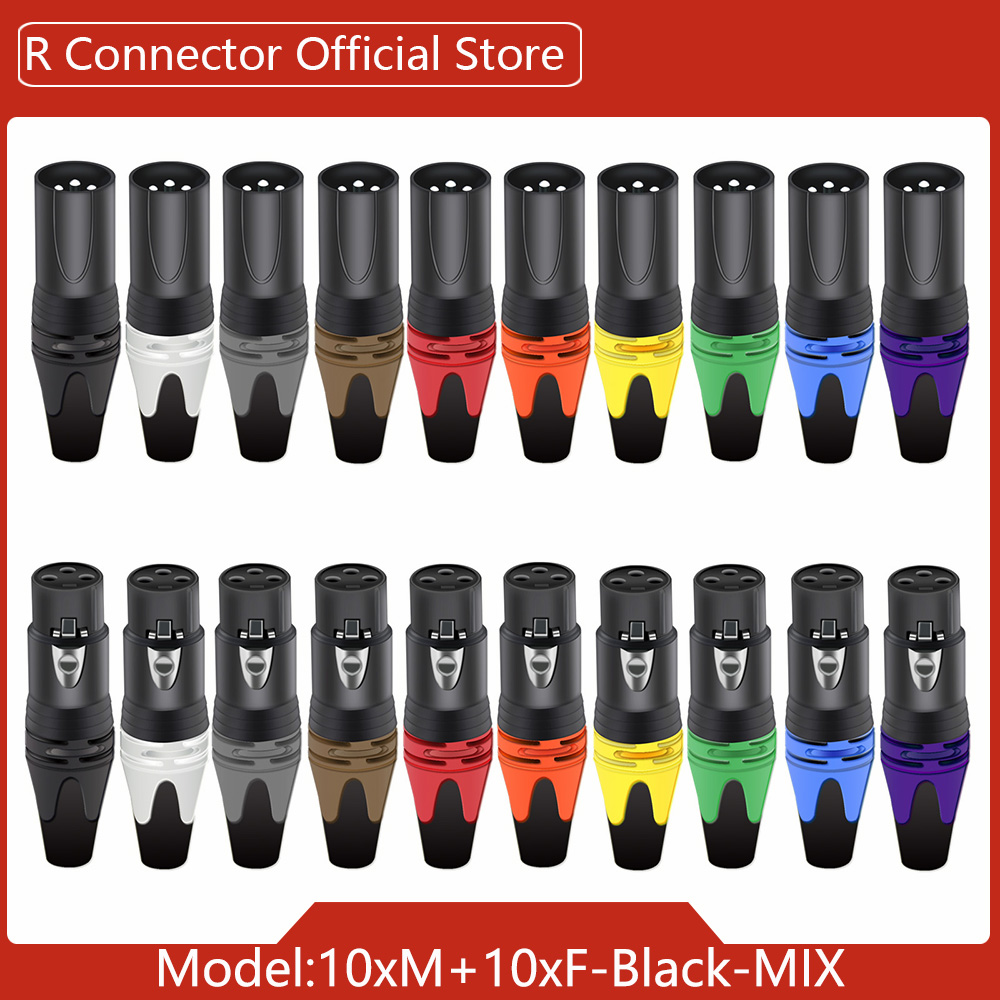 20pcs/10sets Colorful 3Pin XLR Female Jack Male Plug 3Pole XLR Socket Audio Microphone Cable Wire Connectors Power Adapter: green