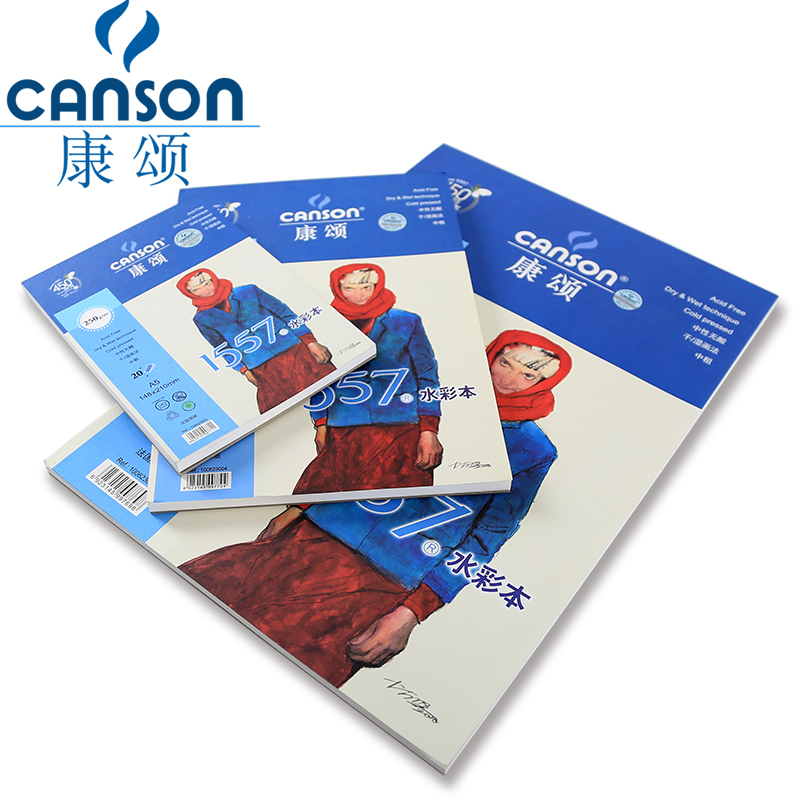Canson-Papel de acuarela , 20 hojas A3/A4/A5, suministros escolares creativos, 250g/m2