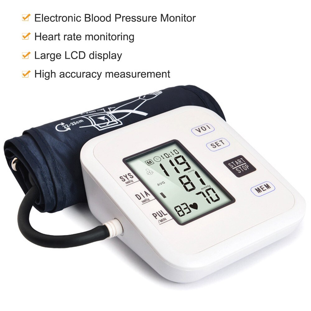 Tonometer overarm stil blodtryksmonitor stort lcd-display digitalt intelligent blodtryksmåler måleværktøj: Type 1 no stemme