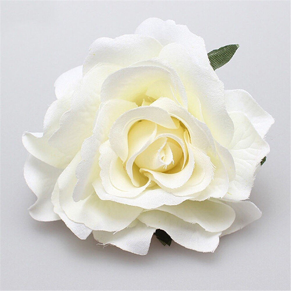 1pc offre spéciale bricolage coiffure cheveux accessoires pour mariée mariage flocage tissu rouge Rose fleur épingle à cheveux pince à cheveux fleur chapeaux: White