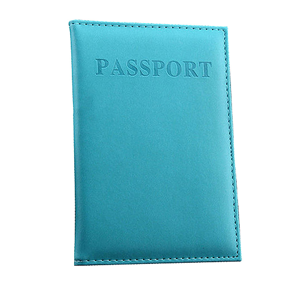 Women Pu Leather Passport Cover Travel Card Ticket Passport Holder Case Cute Lettter Covers For Passport Porta Pasaporte #W3: Light Blue 