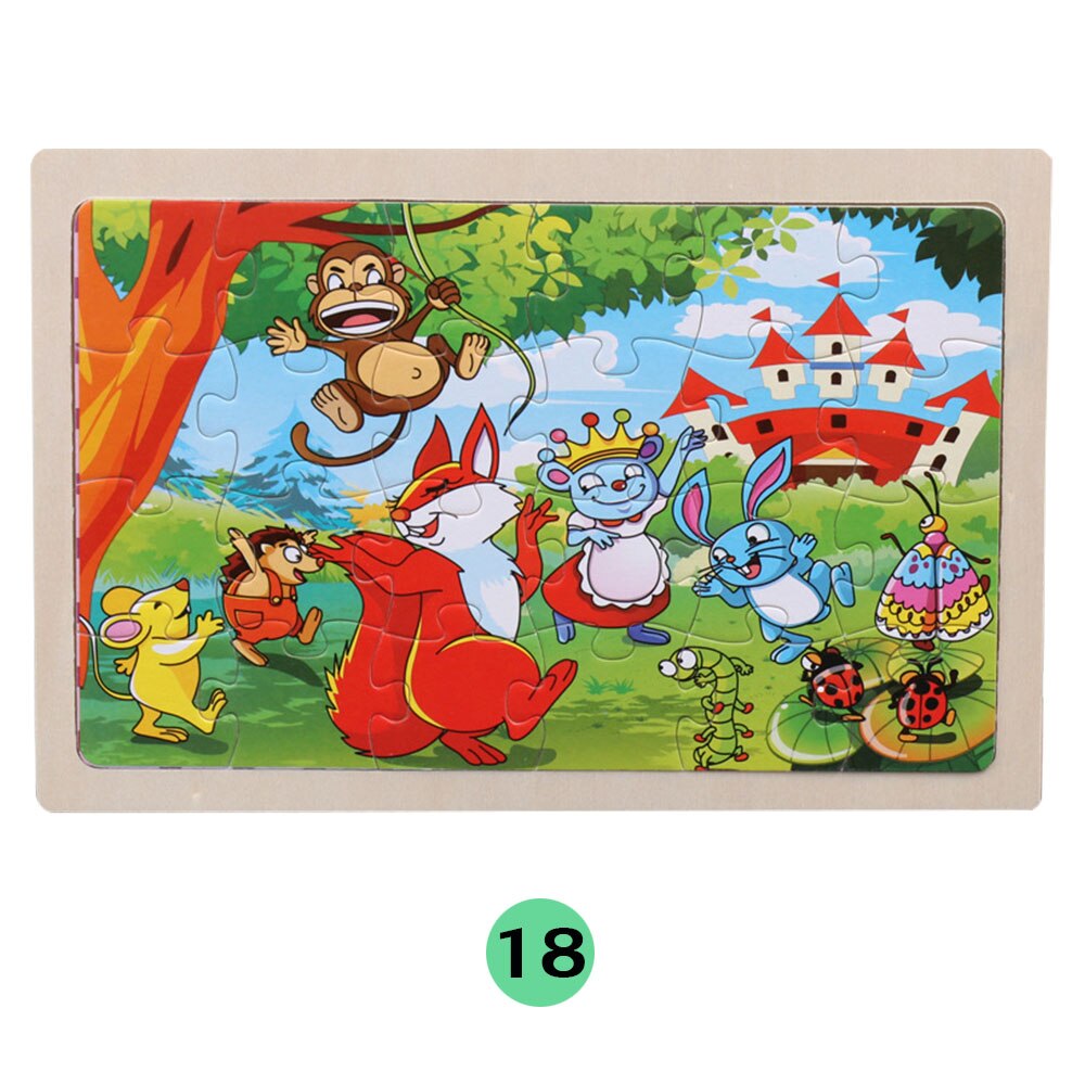 24Pieces Puzzles Wooden Jigsaw Puzzle for Kids Animals Cartoon Educational Toys for Children Christmas Wood Toy Games: 18