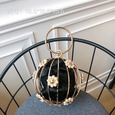 Bolsa de design dourada para mulheres, bolsa feminina com enfeite de pérolas, corrente de mão para casamento, de noiva: 4