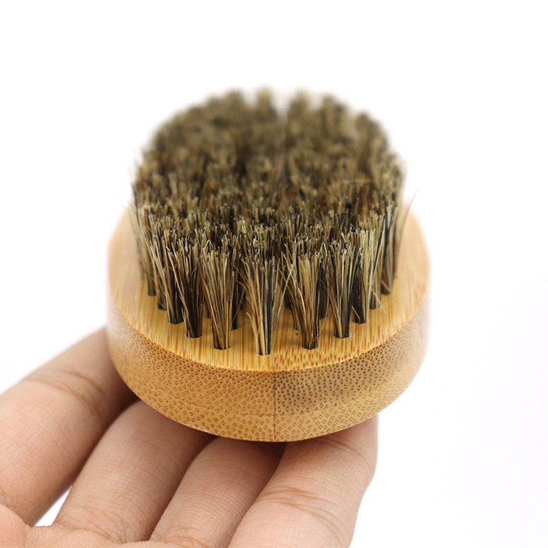 Natural Boar Bristle Beard Brush For Men Mustache With Bamboo Handle Beard Shaping Tool