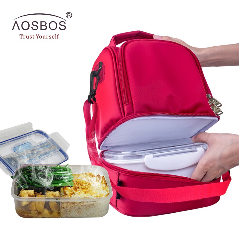 Aosbos Waterdichte Nylon Lunch Zakken Multifunctionele Geïsoleerde Thermische Picknick Tote Bag Draagbare Koeltas Doos Bolsa Termica