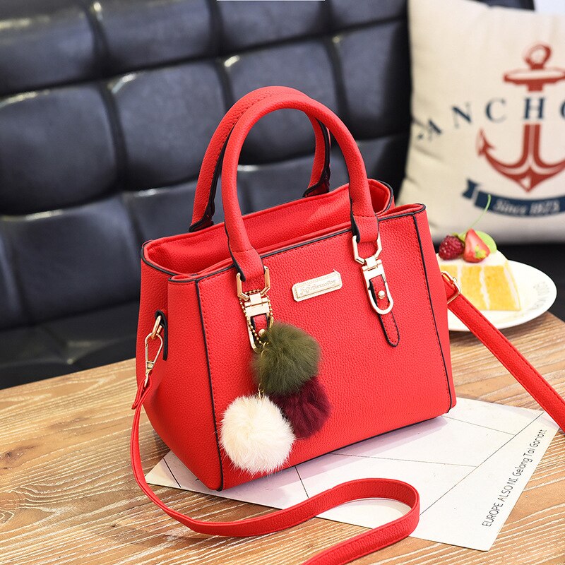 Women Totes Solid Handbag Top-Handle Ladies Messenger Crossbody Shoulder Bags Lady Handbags Red Wedding Bride Bag: Red