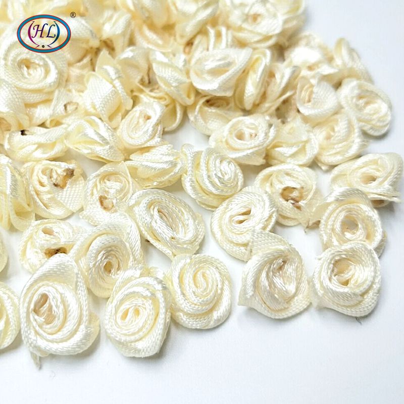 HL 60 pièces 15mm ruban Rose fleurs bricolage Appliques décorations de mariage artisanat fournitures beaucoup de couleurs: beige