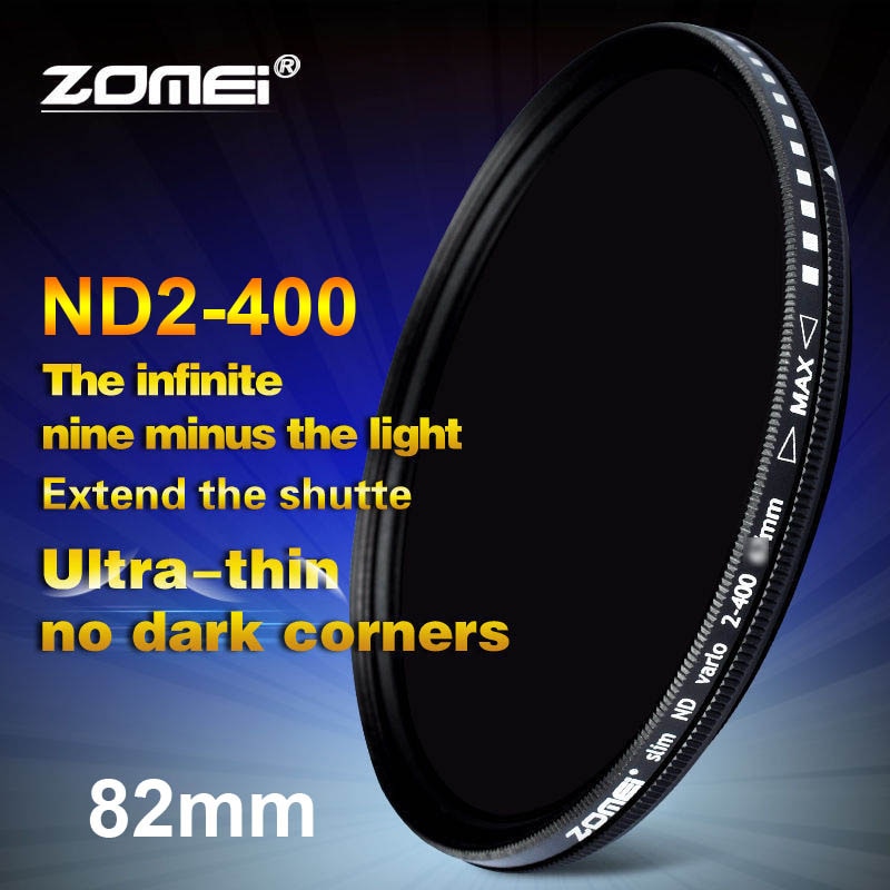 Zomei 82mm Fader Variable ND filtre réglable ND2 à ND400 ND2-400 densité neutre pour Canon NIkon Hoya Sony objectif de l'appareil photo 82mm