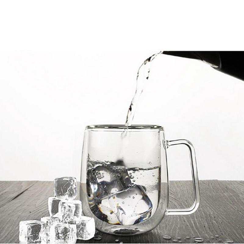 Double Wall Mug Office Mugs With The Handle Transparent Drinkware Coffee Cups Tea Set Mugs Beer Drink Office Cup Simple style
