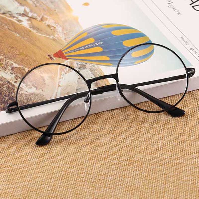 Retro-classic circular transparent lens metal frame men and women circular reading glasses retro-personality college style