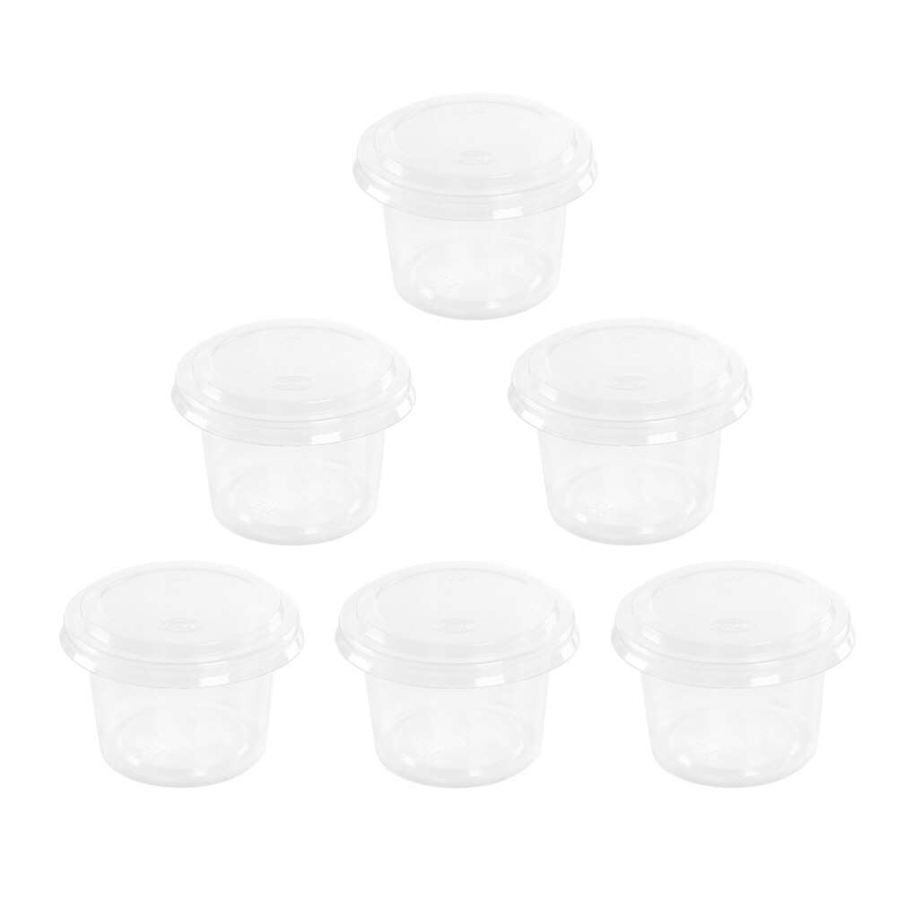 100Pcs 1Oz Wegwerp Portie Cups Clear Gedeelte Container Met Deksels Voor Jelly Yoghurt Mousses