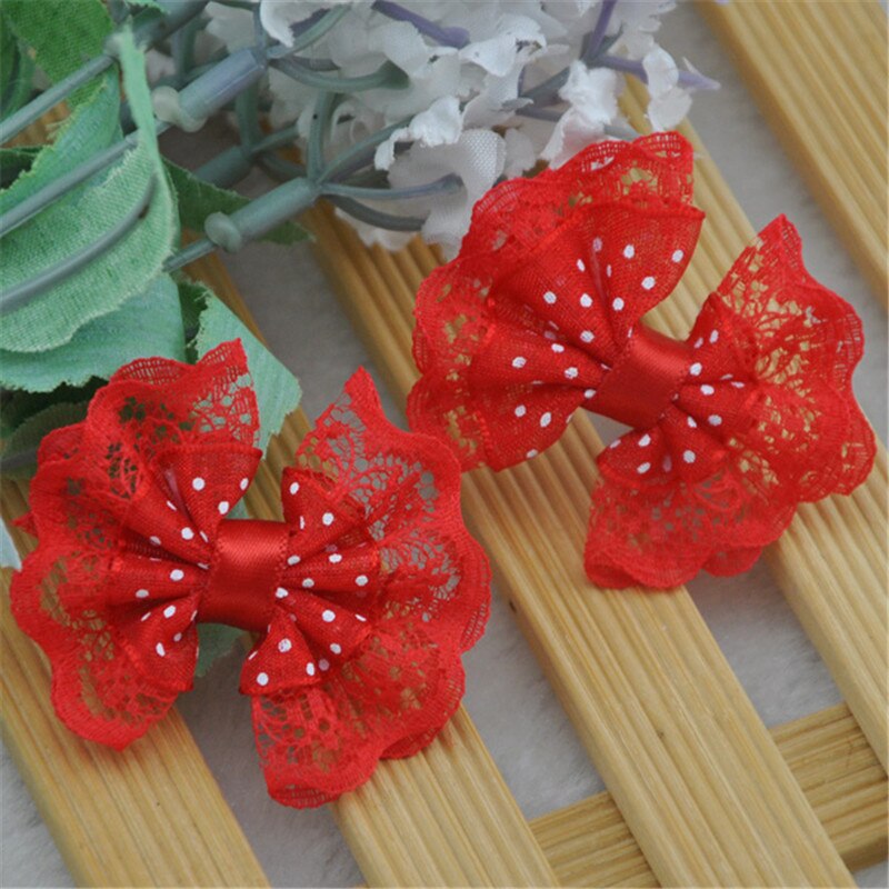 Lace Organza Ribbon Bows, Flores Applique, Decoração do casamento, A088, 20pcs