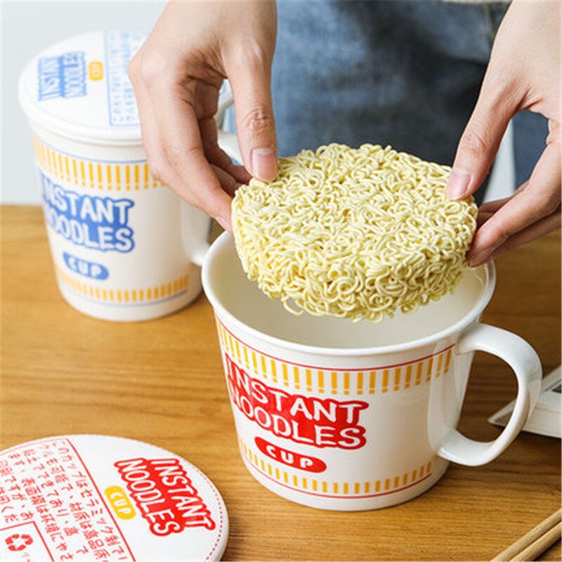 Japanse Creatieve Grote Thuis Ramen Kom Met Deksel Grote Studentenflat Noodle Granen Kom Keramische Cup Instant Noodle Kom