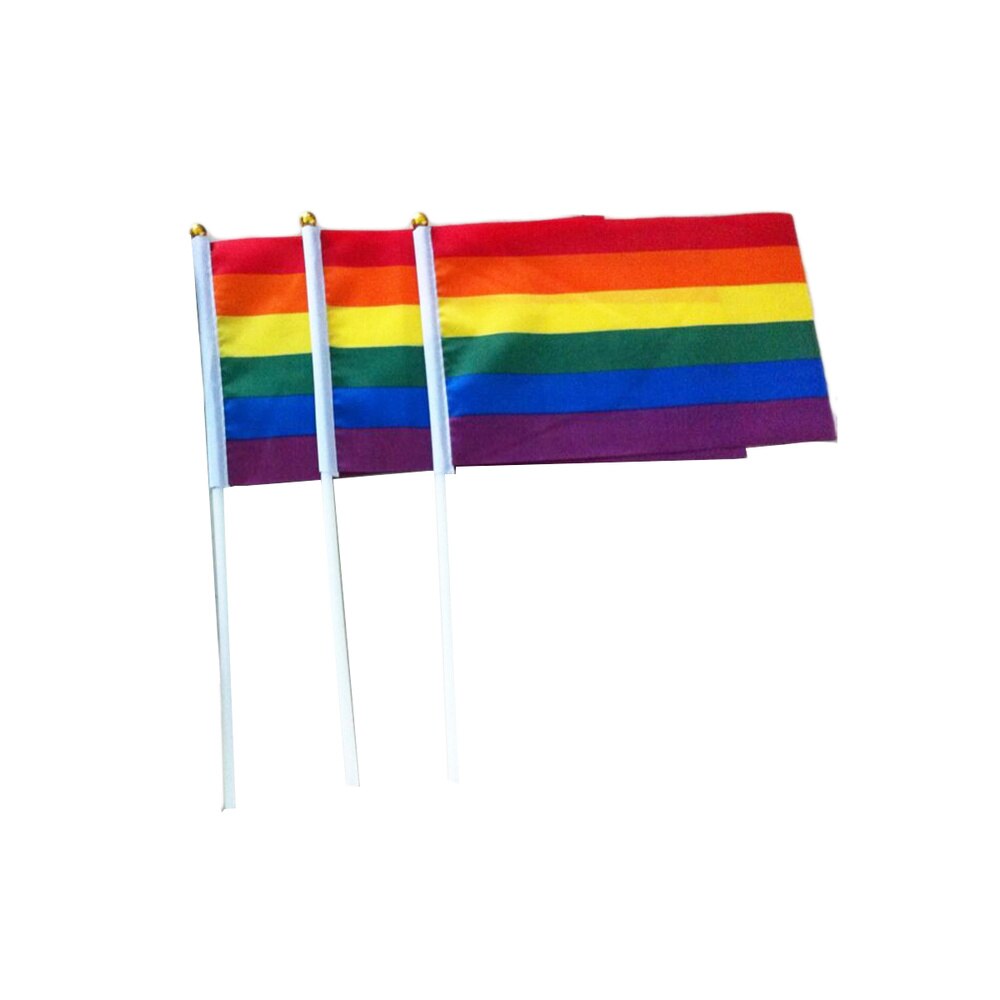 36pcs Gay Pride Flag HandHeld Vivid Mini Gay Party Decor Rainbow Flag LGBT Flag for Parades Gay Party Festival