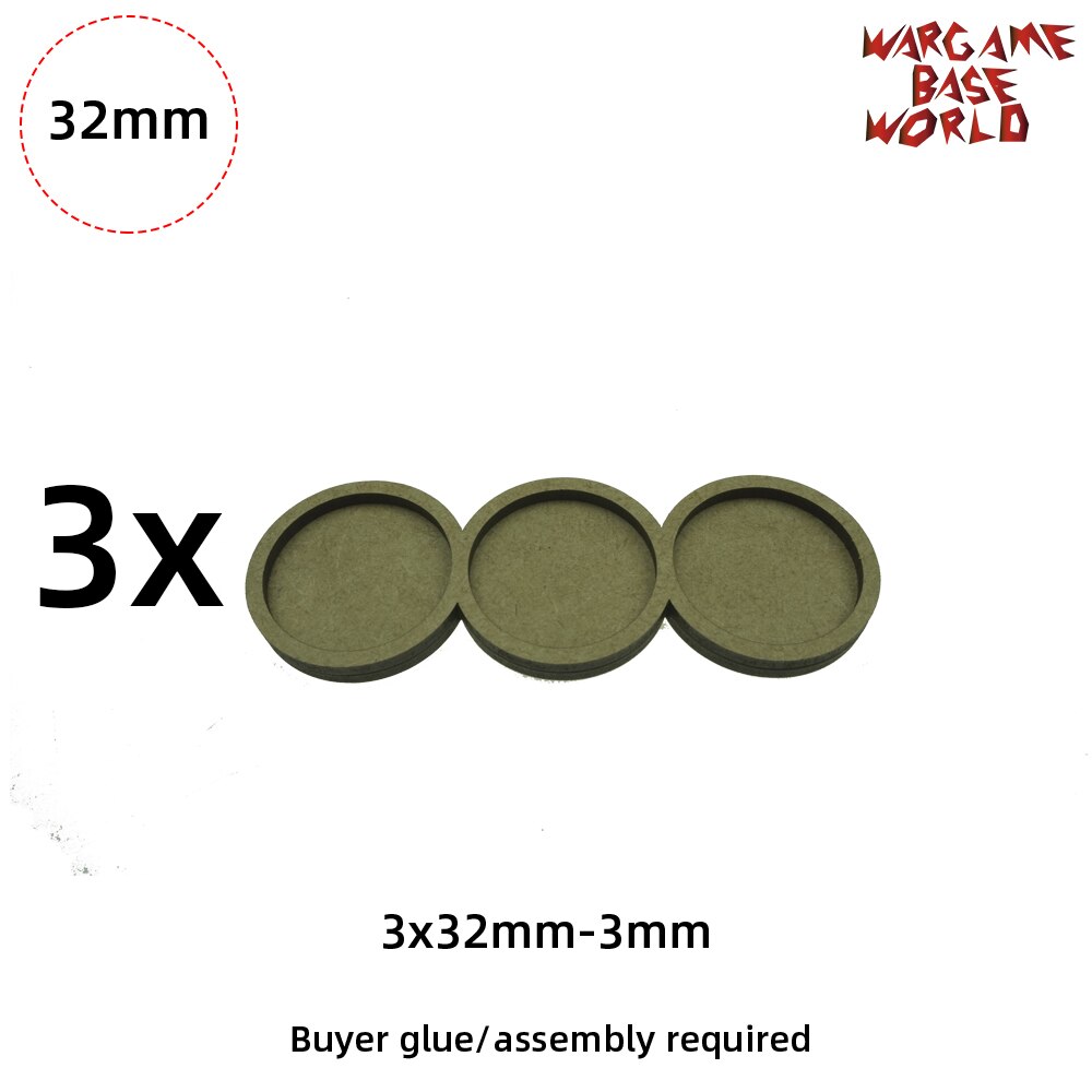 Wargame Base World - Round 32mm Movement Tray -: 3XF-32mm-3bases-3