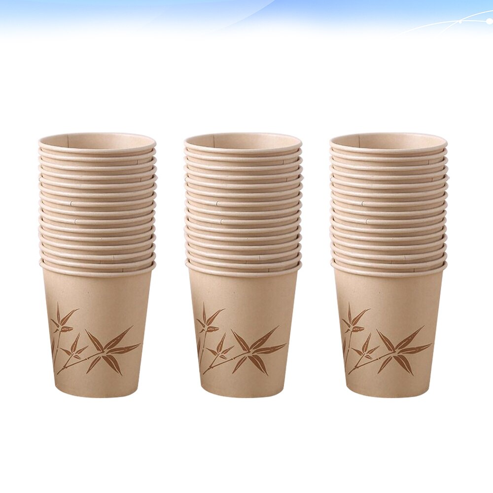50pcs Paper Cups Disposable Exquisite Thick Bamboo Fiber Decorative Paper Cups for Party Birthday Wedding