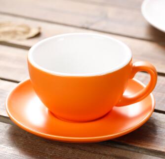 150ml dicken körper keramik kaffee tasse und untertasse für flache weiß: matt Orange
