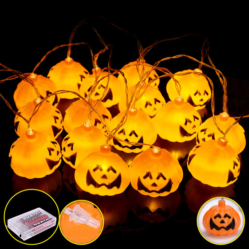 Claite 2.7m 16 led halloween græskar string lys led fe lys til festivaler jul halloween indretning lys: Hvid