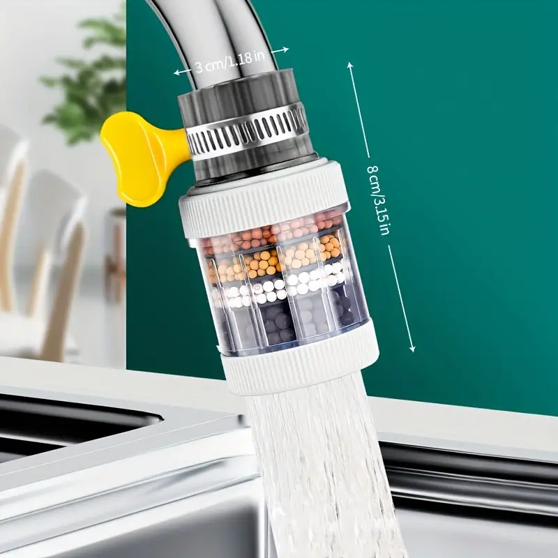 6-lagen universele keukenkraan luchtreiniger kraanfilter waterbesparende waskolf actieve koolfiltratie douchekop mondstukfilter: WHITE