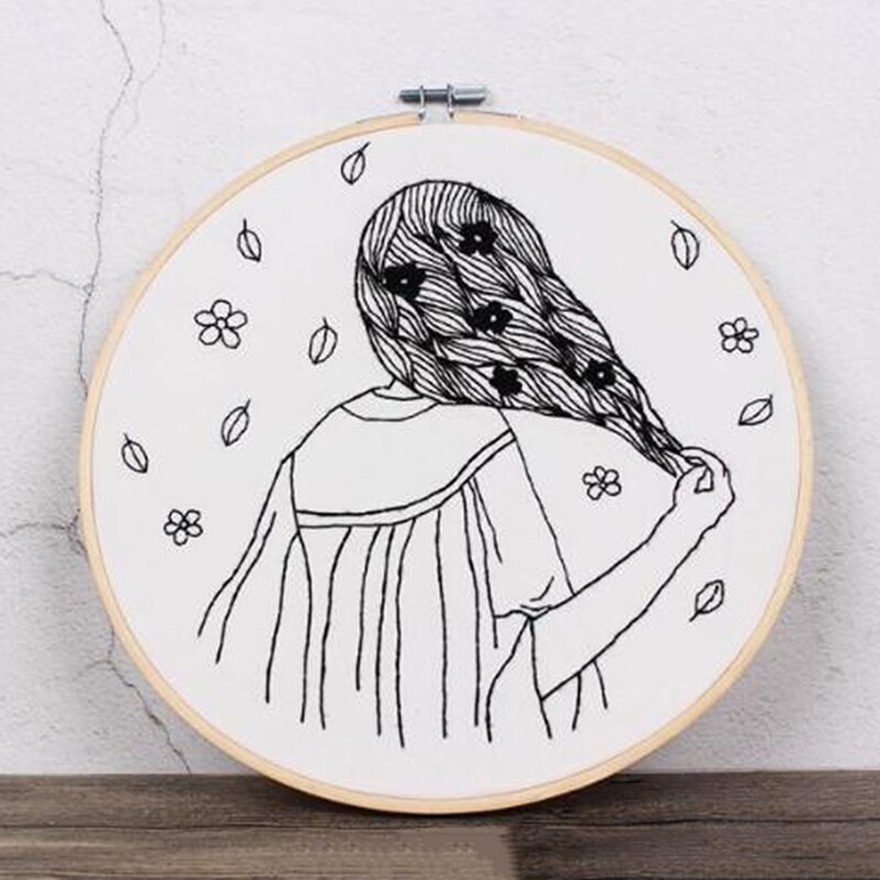 Sketch Simple Embroidery Kit Handmade DIY Fabric Novice European Embroidery Kit Home Decoration: D