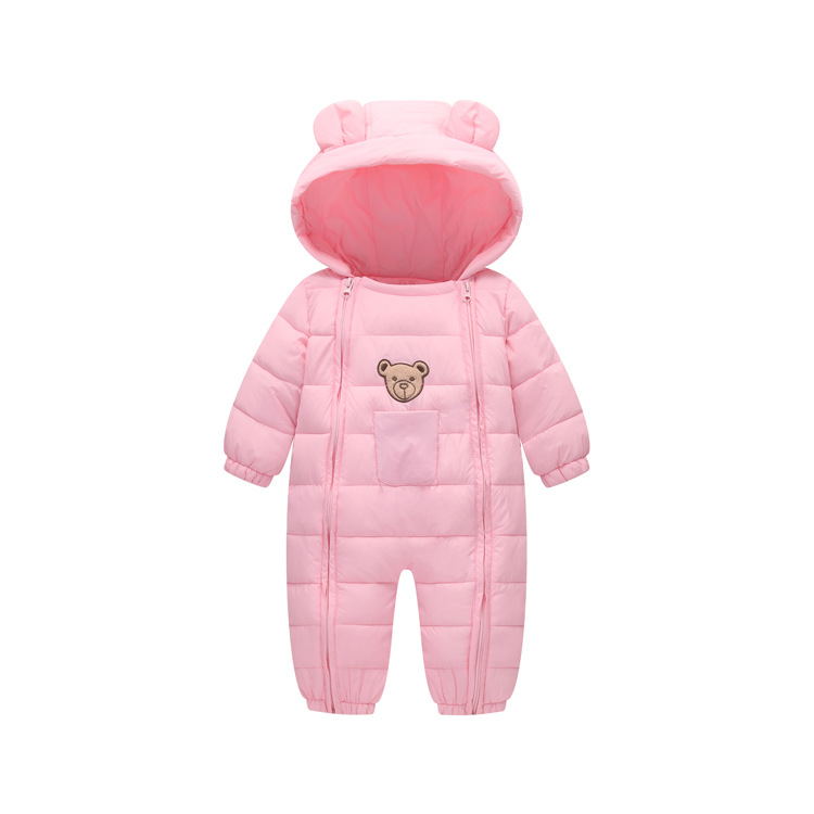 2022 Kinderen Beneden Katoen Snowsuit Voor Jongens En Meisjes Baby Winter Overalls Warme Kleding Lange Mouwen Kleding Met Rits Zuigelingen: pink / 3T