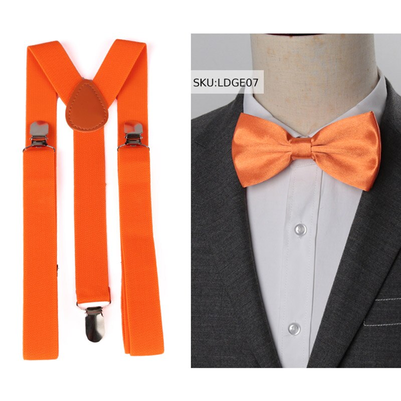 Hängslen herr fluga suspensorio för man kvinnor solid fluga hängslen byxor tirantes hombre bröllop fritid rosa skjorta stannar: Orange