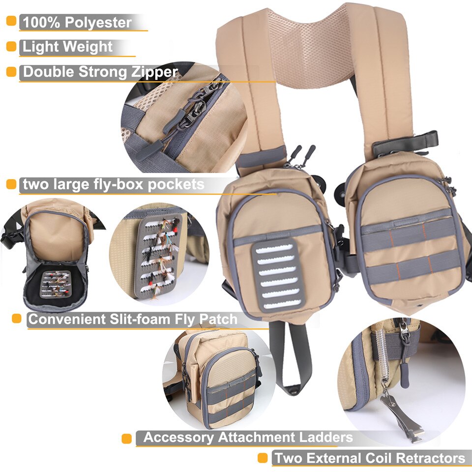 Maximumcatch Compact Fly Fishing Vest Light Weight Adjustable Chest Pack for Men Women Outdoor Fishing Vest