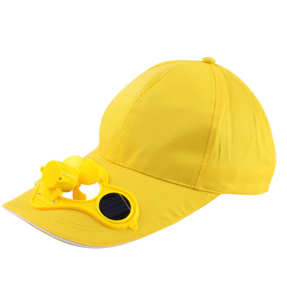 Sun hat solar fan hat with switch solar rechargeable storage fan hat sun hat cap: Yellow