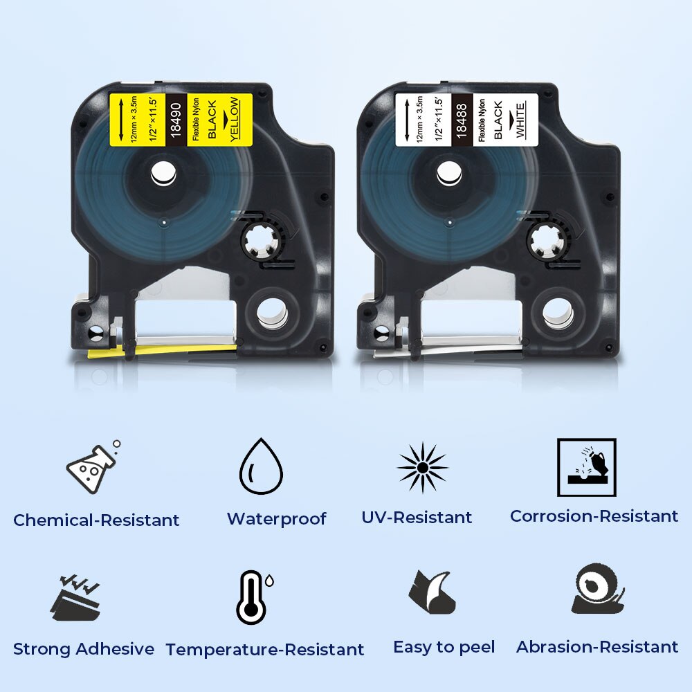 19 millimetri 18489 Nastro Etichetta per DYMO Flessibile di nylon di nylon Industriale rinoceronte Etichette 18489 per DYMO rinoceronte 4200 5200 6000 6500 etichetta creatore