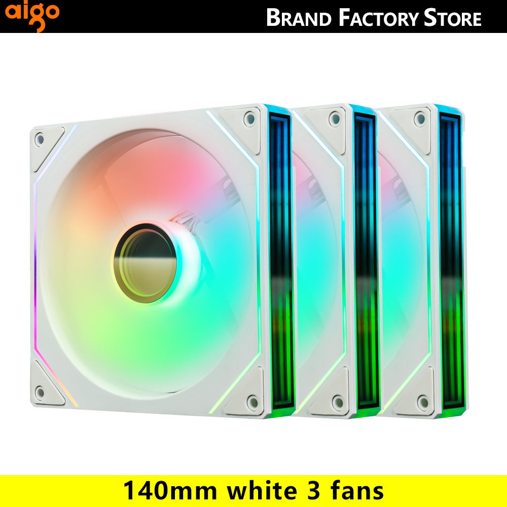 Aigo AS14 140mm Fan Argb Pc Case Ventiladores 4PIN PWM 5V-3PIN Cpu Waterkoeler Gabinete Gamer Cooling Kit Fans Rgb Ventilador: Beige
