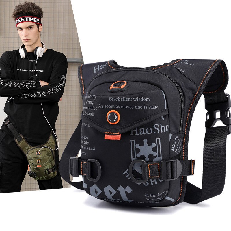 Bolsa cartuchera de nailon para hombre, riñonera cinturón de cadera, bolsos de hombro tipo bandolera para montar en motocicleta