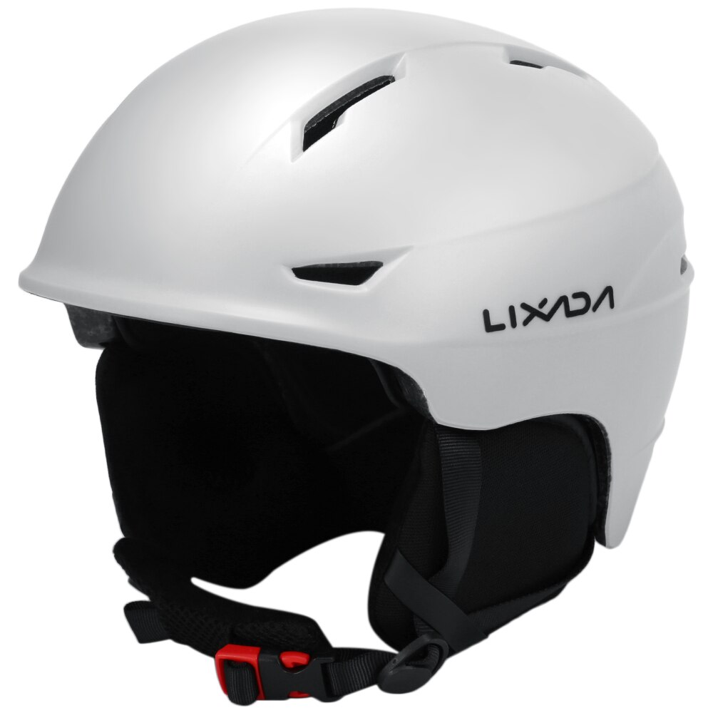 Lixada snowboard hjelm aftagelig ørebeskyttelses sikkerhed sikkerhed hjelm beskyttelsesbriller fast rem skiløb sne sport hjelm til voksne børn: Sølv
