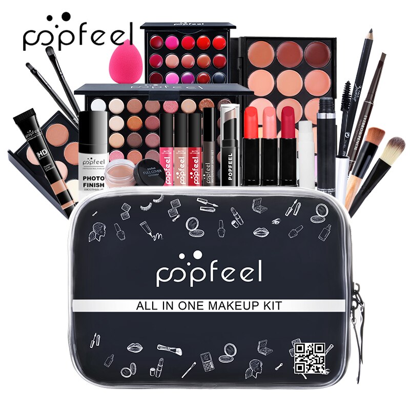 27PCS Cosmetics Kit ALL IN ONE Full Makeup Set Makeup Artist Portable Cosmetic Bag Make Up Box Suit