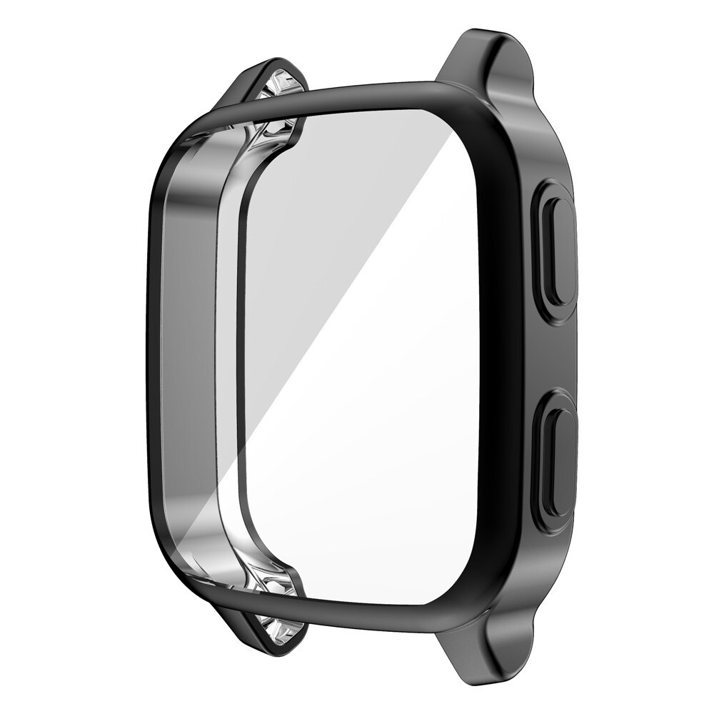 Flexible TPU Full Cover for Garmin Venu SQ Watch Case Screen Protector Scratch-resistant Shell Lightweight Bumper Accessories: Black