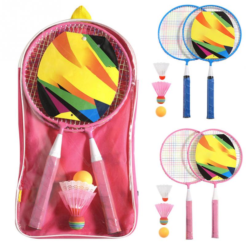 Portatile Divertente Palle Scuola Materna Gioco di sport con Racchette anti scontrino Maniglia Esterna Coperta Parco Giochi per Bambini di badminton impostato Regalo