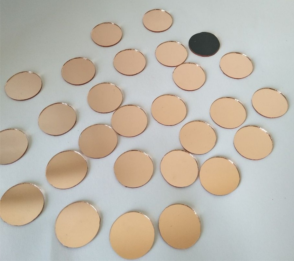 Lichtroze gouden mini ronde glazen spiegel mozaïektegels , 2cm ronde glazen spiegels , 100 stuks/partij