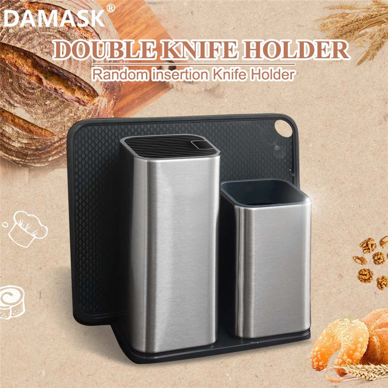 Adamaszek najlepszy nóż szefa kuchni uchwyt ze stali nierdzewnej mikser kuchenny o dużej pojemności sztućce blok Sooktops uchwyt na łopatkę narzędzia: 2 Stand z 1 Board