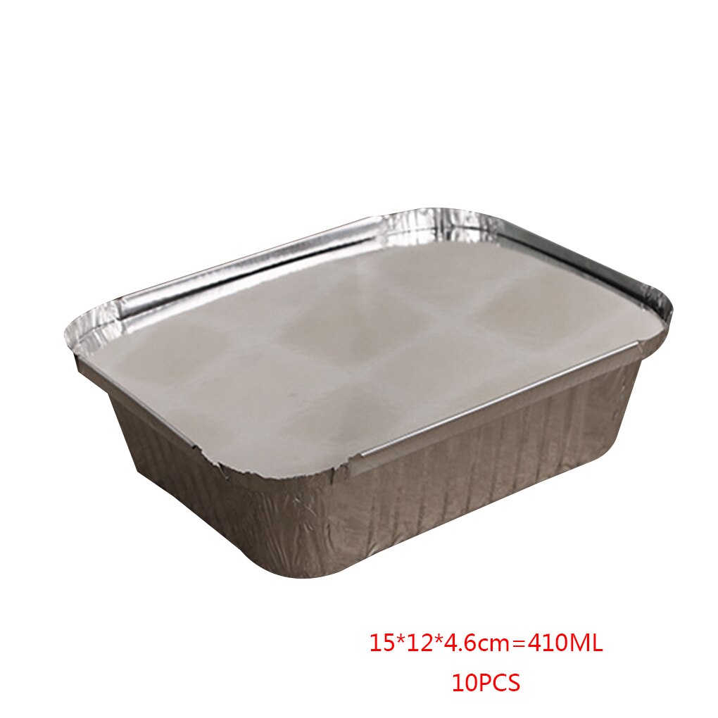 10pcs Rectangle Shaped Disposable Aluminum Foil Pan Take-out Food Containers with Aluminum Lids/Without Lid: 15x12x4.5cm3