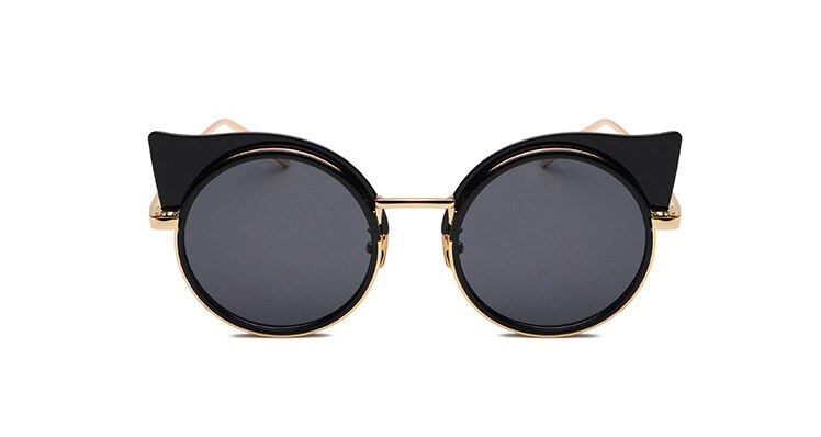 Emosnia Stripe Cat eye Sunglass Round Brands Sunglasses Women Zebra Metal Frame Vintage Oculos De Sol