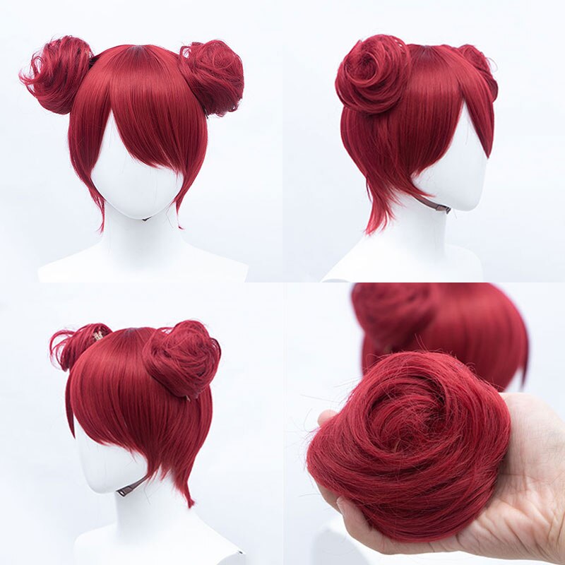 Postiche Synthétique à réinitialisation pour Femme, Chignon, Rose, Rouge, Blonde, Bleu, Extension de Cheveux, Accessoires de Cosplay