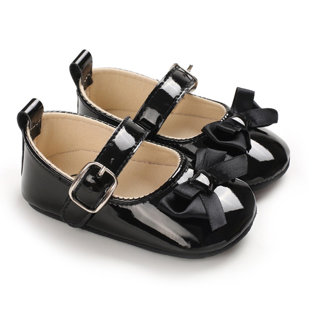 Sapatos da menina do bebê infantil criança sapatos de caminhada sola macia princesa mary jane apartamentos com knotbow prewalkers sapatos de berço de casamento 0-18m: B / -L