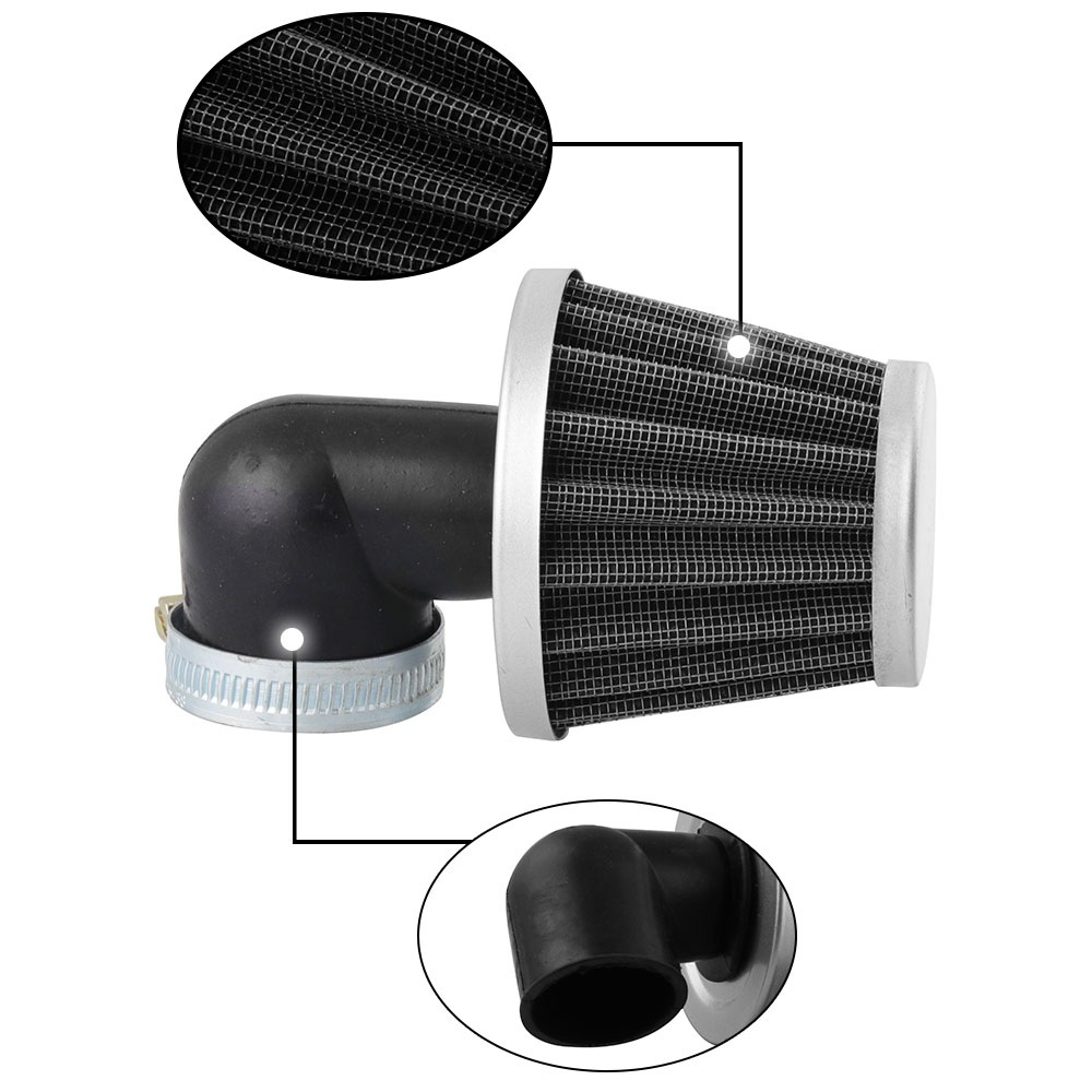 Luftfilter 50cc 2 Hub 90 Grad Biegen Ellbogen 35mm Null widerstand Filter Für Motorrad ATV Tasche Fahrrad Moto