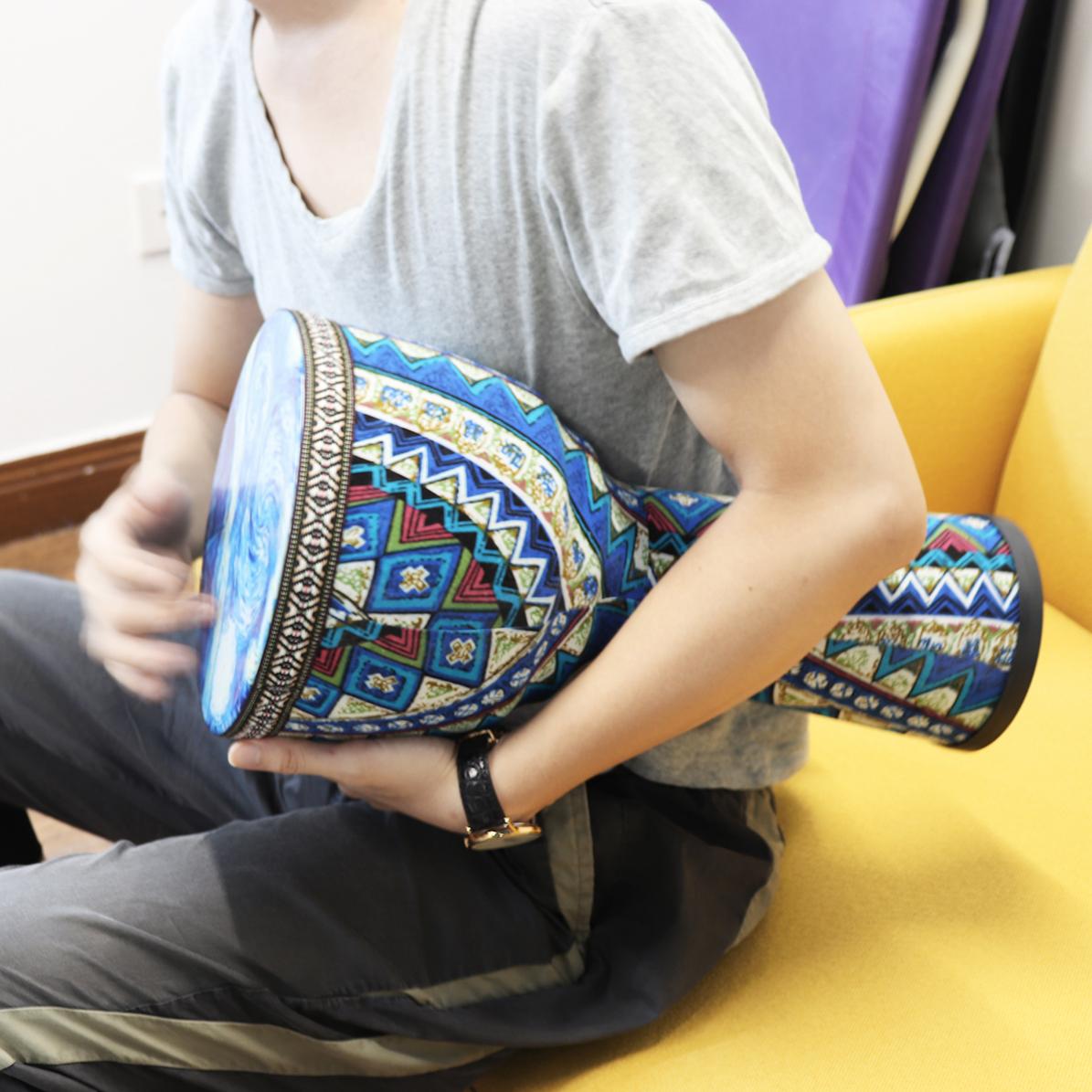 Afrikaanse Trommel 8.5 Inch Afrikaanse Djembe Trommel Kleurrijke Doek Art Abs Vat Pvc Huid Kinderen Handtrommel